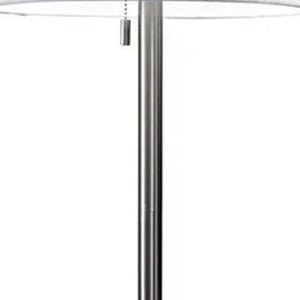 61" Brass Metal Floor Lamp With White Fabric Cylinder Shade