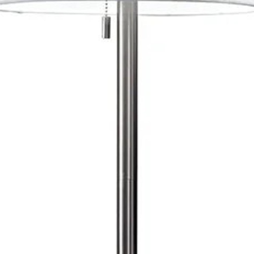 61" Brass Metal Floor Lamp With White Fabric Cylinder Shade
