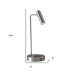 17" Brass Metal LED Desk Lamp With USB And Wireless Charging