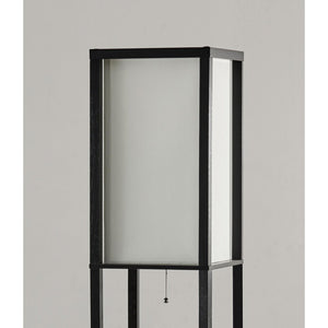 72" Black And White Solid Wood Column With White Cotton Shade