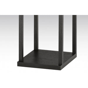72" Black And White Solid Wood Column With White Cotton Shade