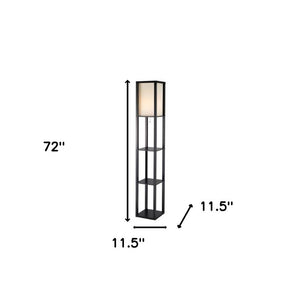 72" Black And White Solid Wood Column With White Cotton Shade