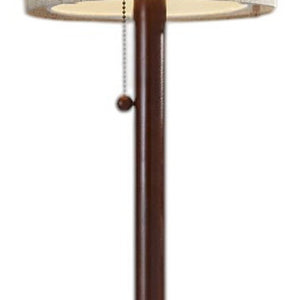 65" Brown Solid Wood Floor Lamp With Beige Linen Drum Shade