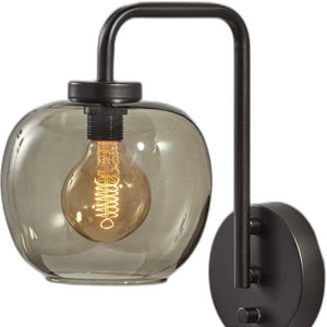 13" Black Metal and Glass Armed Sconce