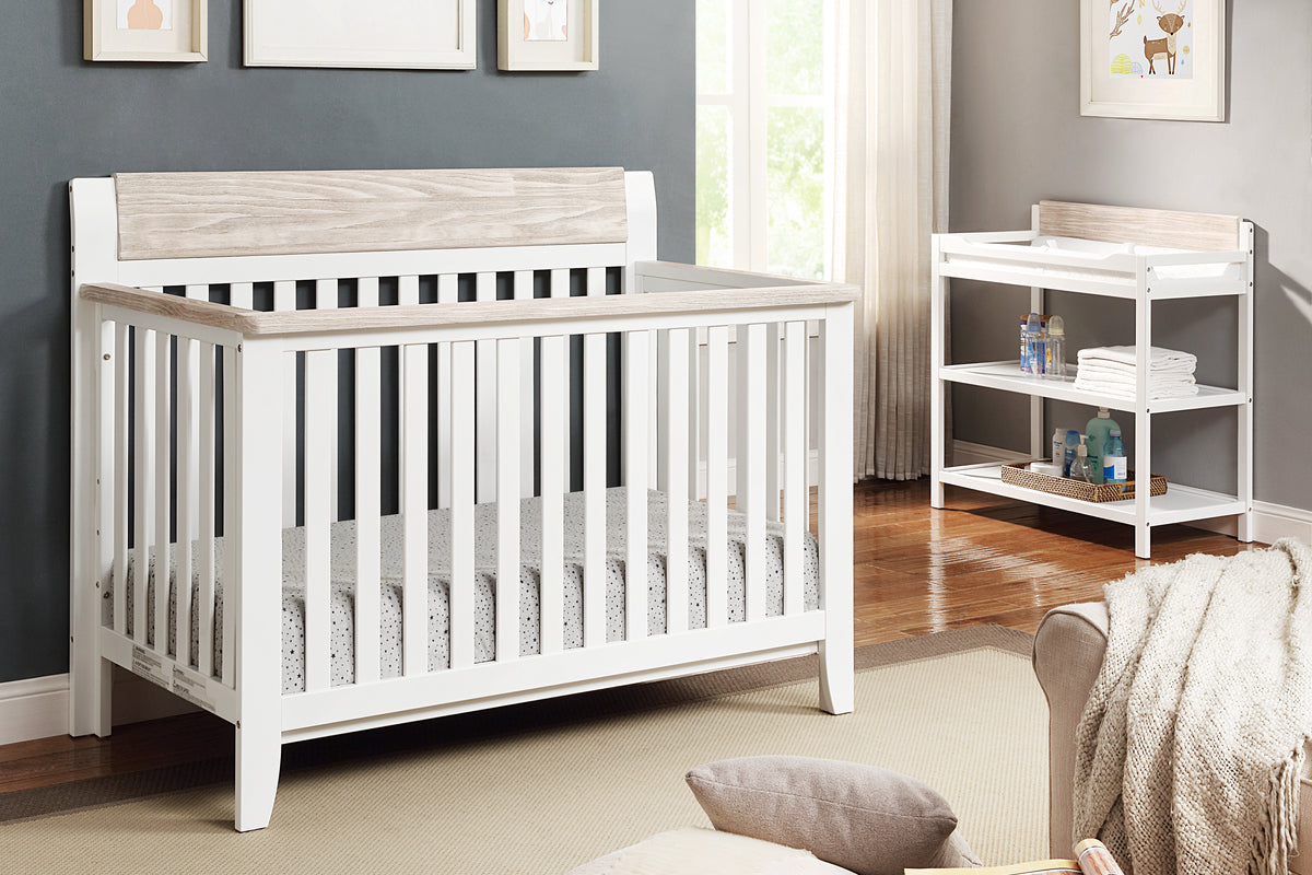 Hayes 4-in-1 Convertible Crib, White / Natural