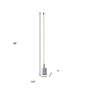 Silver Genuine Marble And Glass Column Floor Lamp