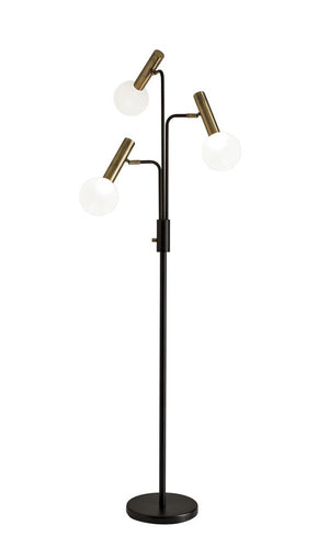 70" Black And Bronze Three Light LED Tree Floor Lamp With White
