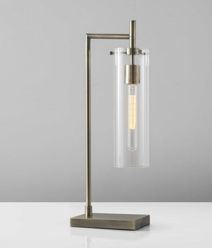 24" Brass Novelty With Clear Cylinder Shade