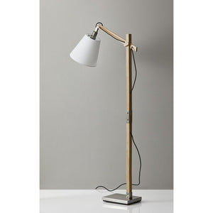 61" Natural Solid Wood Task With White Cotton Shade