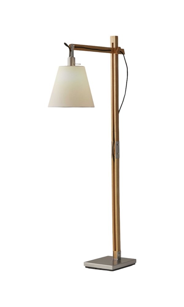 61" Natural Solid Wood Task With White Cotton Shade