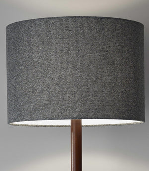 59" Natural Solid Wood Floor Lamp With White Linen Drum Shade