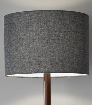 59" Natural Solid Wood Floor Lamp With White Linen Drum Shade