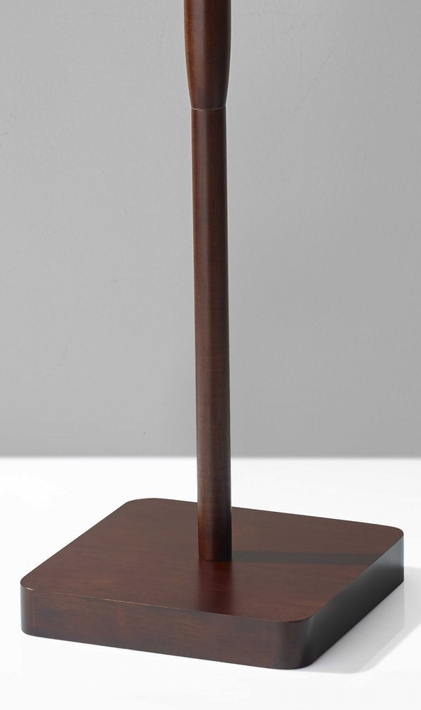59" Natural Solid Wood Floor Lamp With White Linen Drum Shade