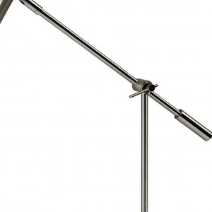 22" Black Metal Swing Arm LED Desk Lamp With USB And Antiqued Gold Cylinder Shade