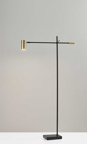 63" Silver LED Task Floor Lamp With Silver Metal Drum Shade