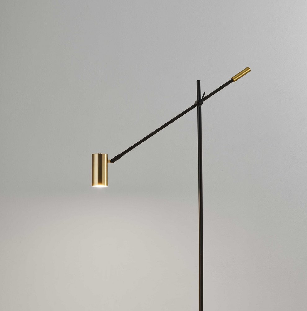 63" Silver LED Task Floor Lamp With Silver Metal Drum Shade