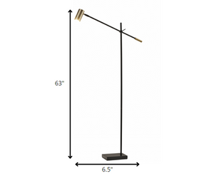 63" Silver LED Task Floor Lamp With Silver Metal Drum Shade