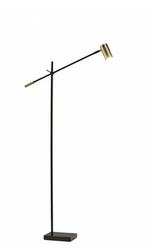 63" Silver LED Task Floor Lamp With Silver Metal Drum Shade