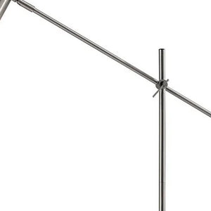 63" Silver LED Task Floor Lamp With Silver Metal Drum Shade