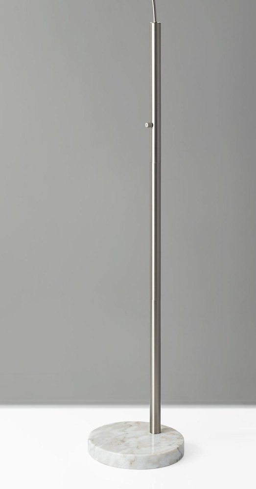 74" Silver Metal Arched Floor Lamp With Gray Linen Drum Shade