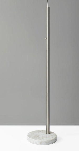74" Silver Metal Arched Floor Lamp With Gray Linen Drum Shade