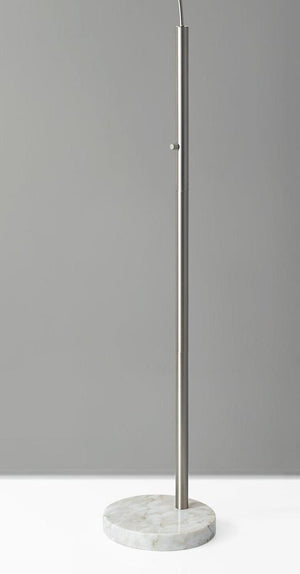 74" Silver Metal Arched Floor Lamp With Gray Linen Drum Shade