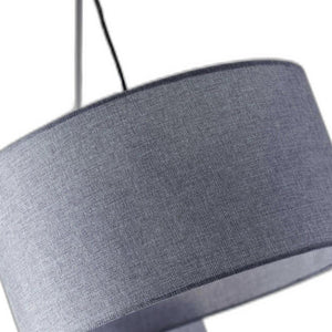 91" Silver Three Light Tree Floor Lamp With Gray Linen Drum Shade