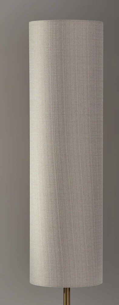 59" Brass Column With Beige Fabric Shade