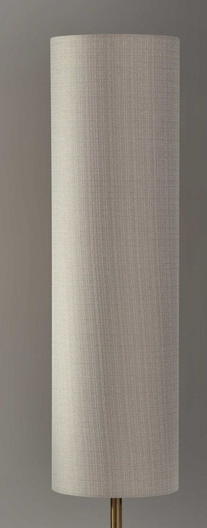 59" Brass Column With Beige Fabric Shade