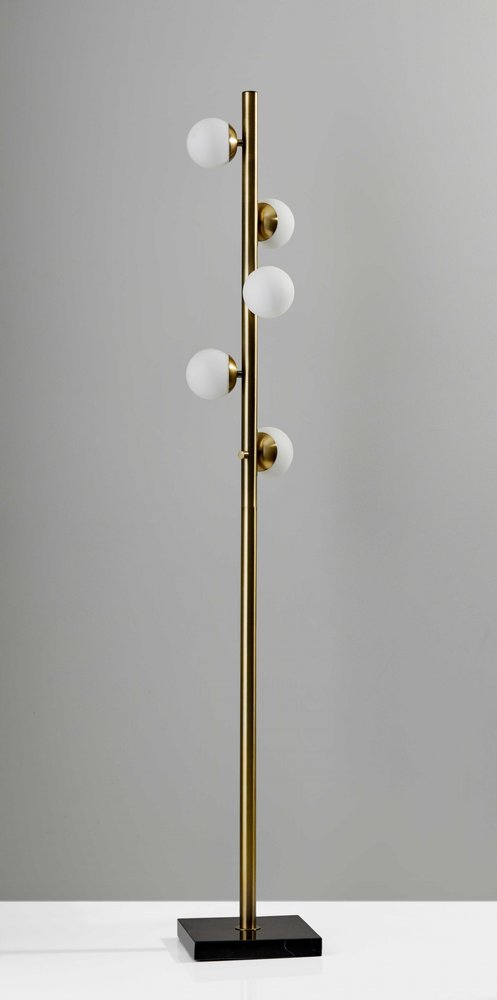 65" Brass LED With White Glass Shade