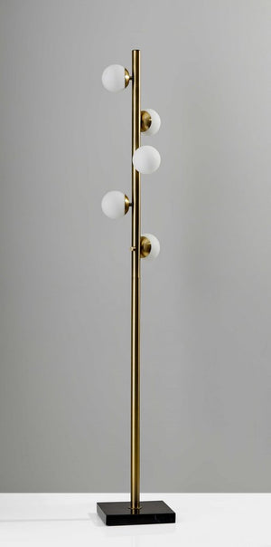 65" Brass LED With White Glass Shade