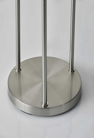 68" Silver Three Light Novelty Floor Lamp With White Linen Cylinder Shade