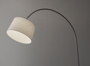83" Silver Arc Floor Lamp With White Linen Empire Shade