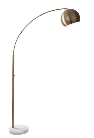 78" Brass Metal Arc Floor Lamp With Brass Metal Bowl Shade