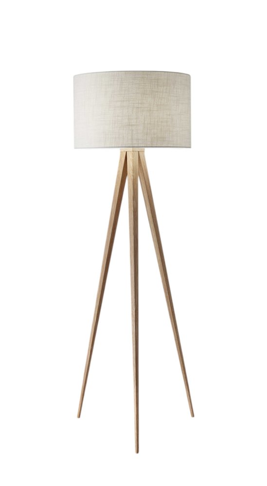 62" Black Tripod Floor Lamp With Black Fabric Drum Shade