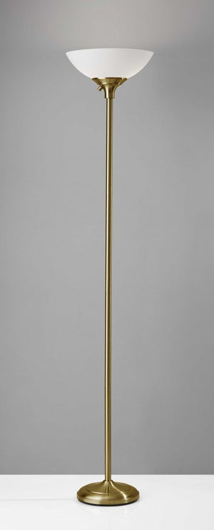 71" Brass With White Plastic Shade
