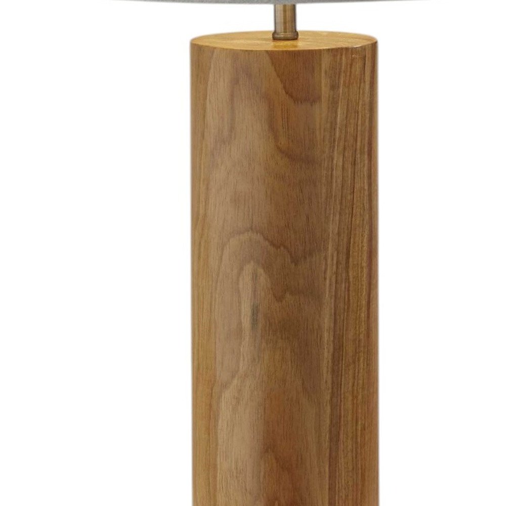 26" Natural Column Lamp With Cone Shade