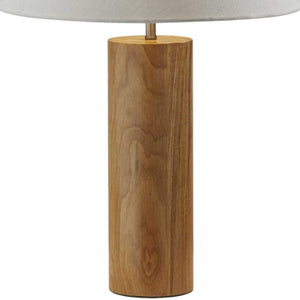 26" Natural Column Lamp With Cone Shade