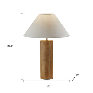 26" Natural Column Lamp With Cone Shade