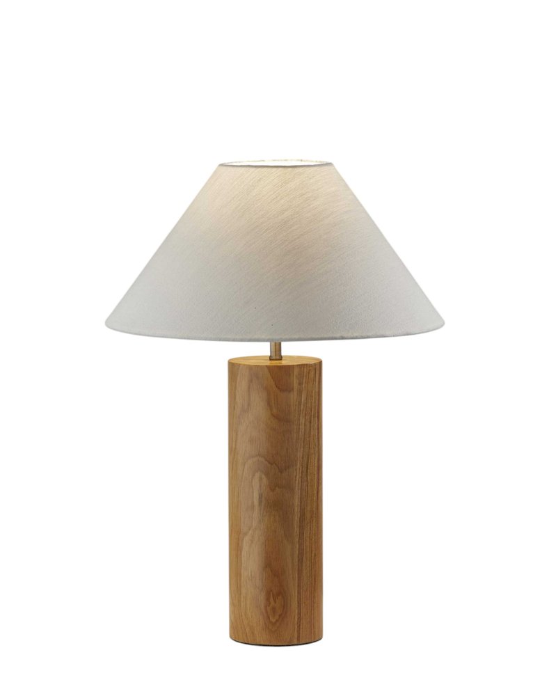 26" Natural Column Lamp With Cone Shade