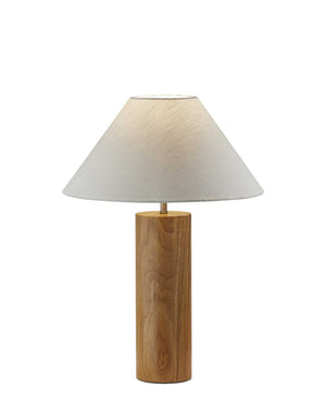26" Natural Column Lamp With Cone Shade