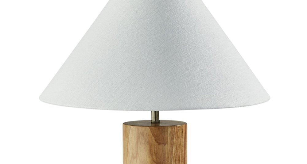 26" Natural Column Lamp With Cone Shade