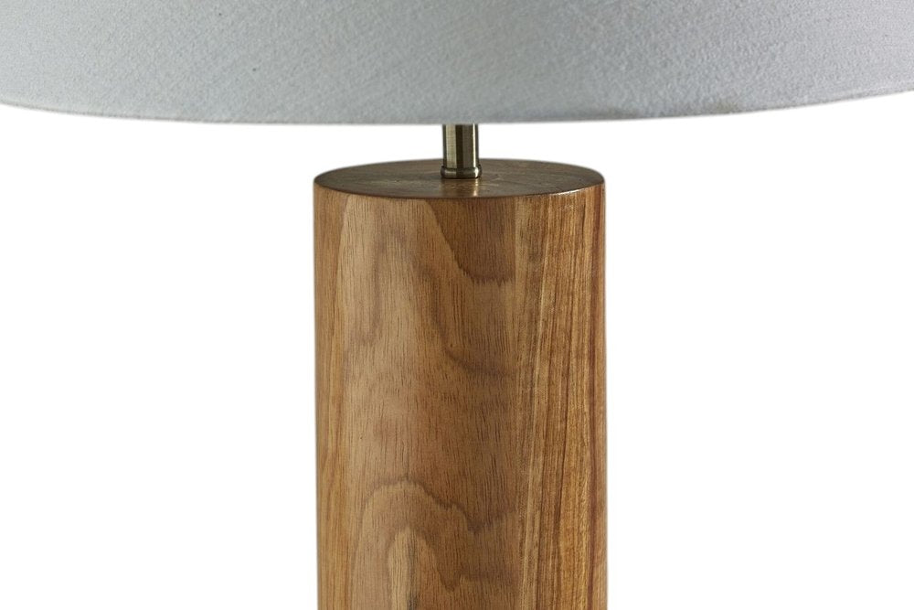 26" Natural Column Lamp With Cone Shade