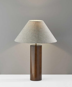 26" Natural Column Lamp With Cone Shade