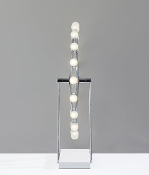 22" Off White Metal Multi Light Bedside LED Table Lamp With Off White Globe Shade