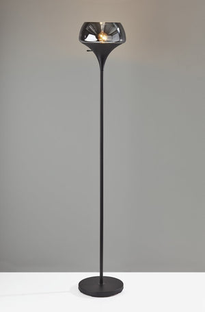70" Black With Black Glass Shade