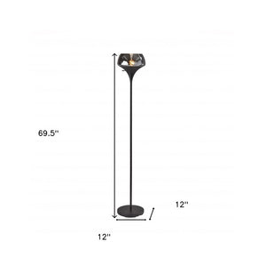 70" Black With Black Glass Shade