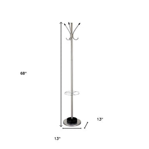 13" X 68" Brushed Steel Brushed Steel Stand  Coat Rack