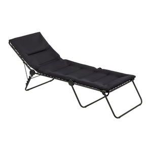 28" Black and Steel Outdoor Chaise Lounge with Black Cushion