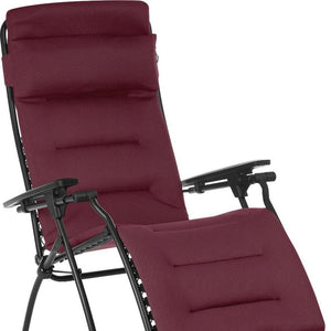 28" Red Steel Outdoor Zero Gravity Chair with Red Cushion